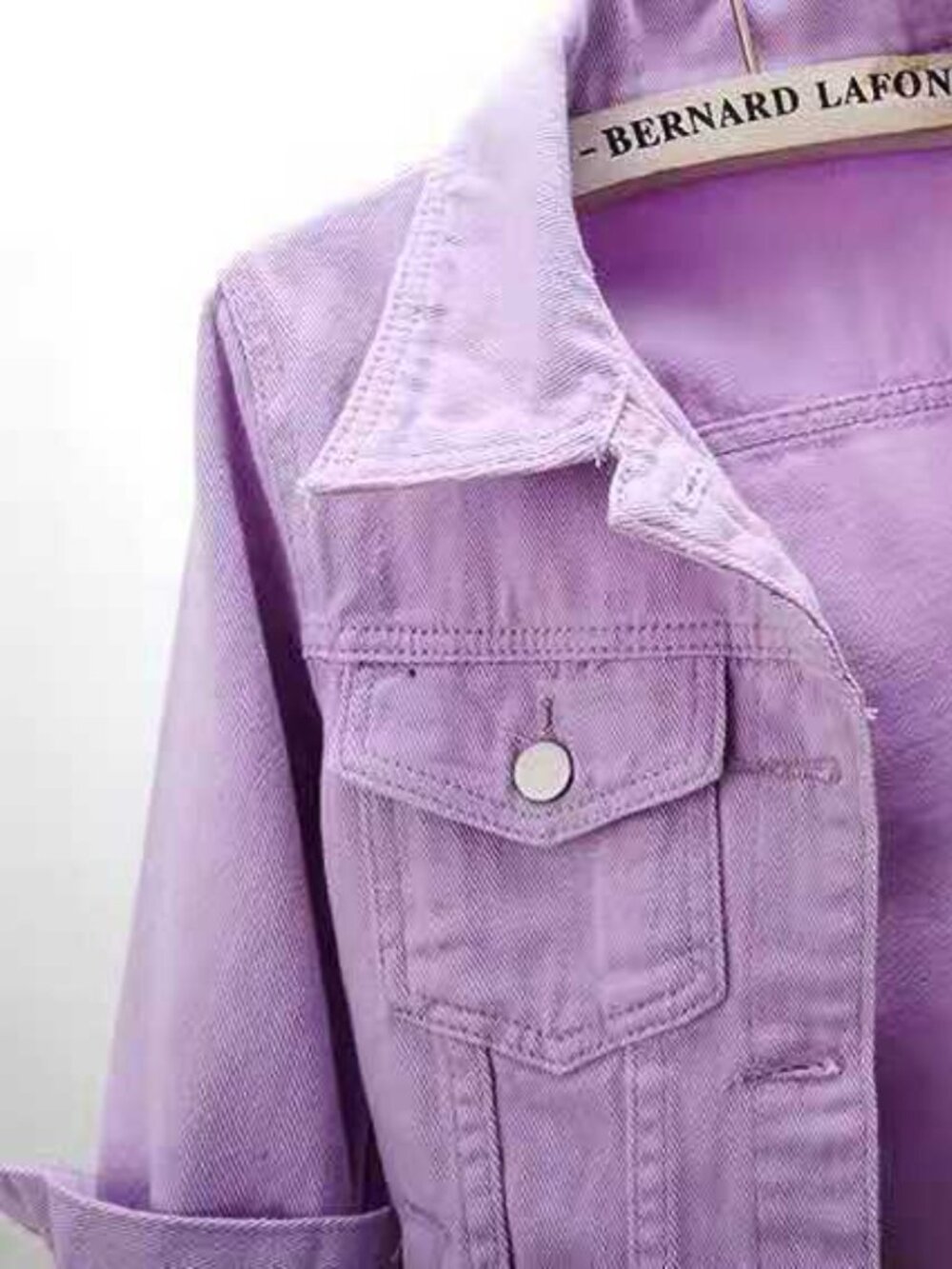 Lavender Purple Cropped Denim Jacket - Picture 4 of 7
